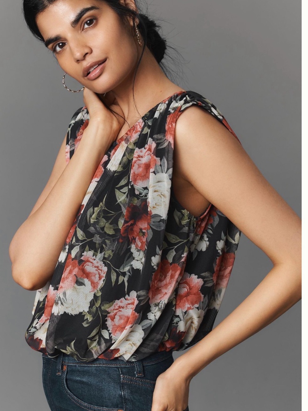 By Anthropologie Mesh Bubble Muscle Top Sz XL -NWT